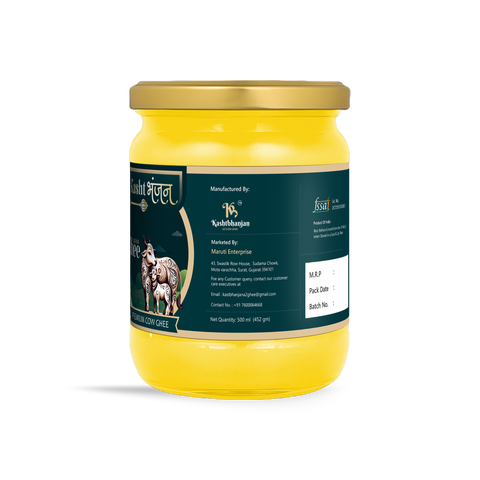 KASHTBHANJAN A2 Desi Cow Ghee - Pure Grassfed A2 Gir Cow Ghee (500 ml)